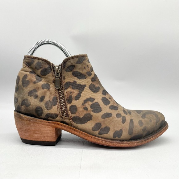 Liberty Black Chita Miel Boots Womens 6.5 Leopard Leather Western Cowgirl Bootie - Picture 1 of 10